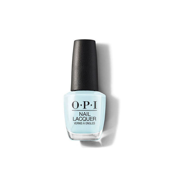 Bottle of OPI Nail Lacquer in a light blue-green shade