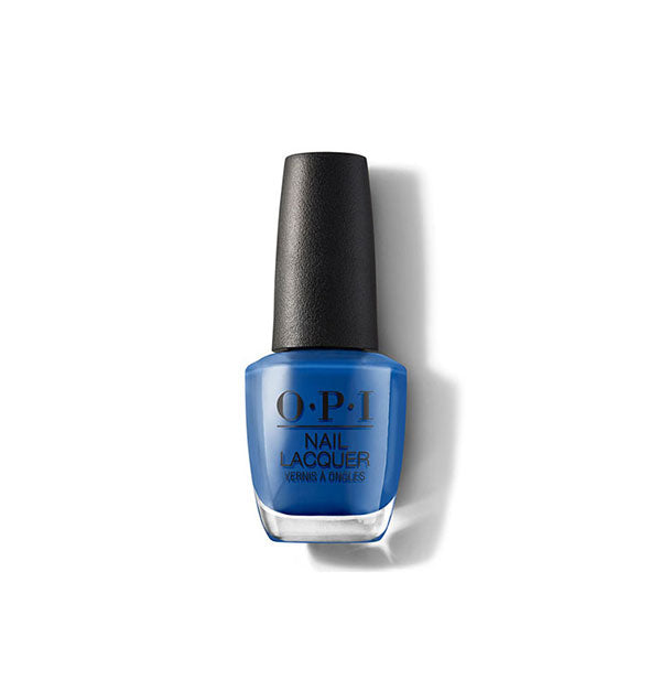 Bottle of OPI Nail Lacquer in a deep blue shade