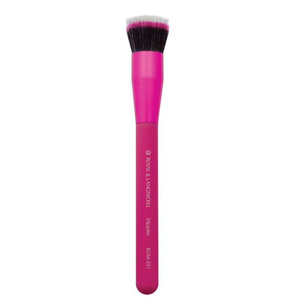 Pink Royal & Langnickel Stippler makeup brush with wide, flat bristle pattern