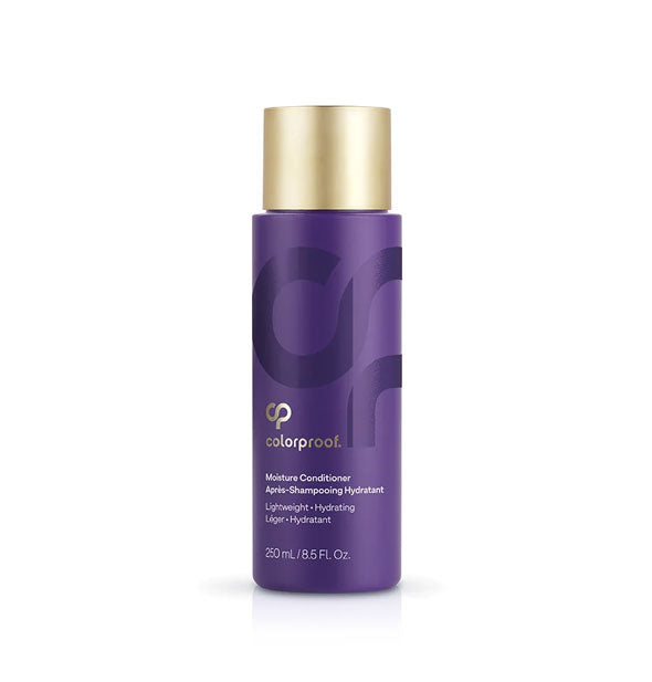 Purple 8.5 ounce bottle of ColorProof Moisture Conditioner with gold cap