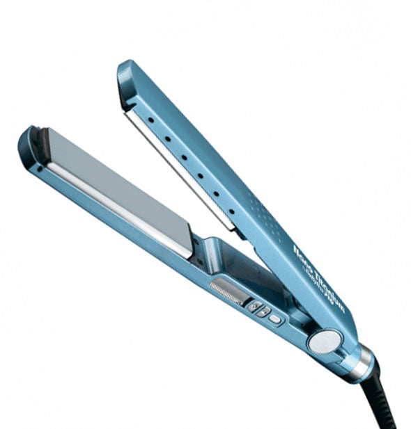 Blue and silver BaBylissPRO flat iron