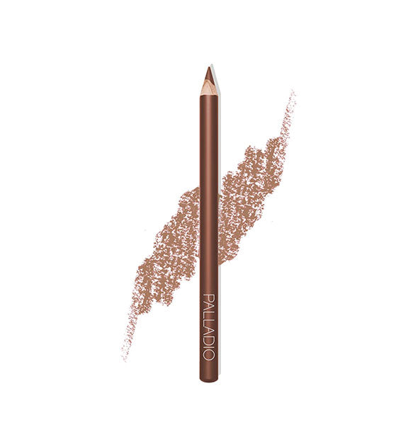 Palladio liner pencil in a tan shade with drawn product sample behind
