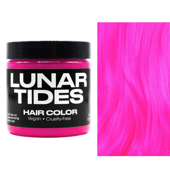 Lunar Tides Hair Dye pot shown in bright pink shade Neon Dragonfruit