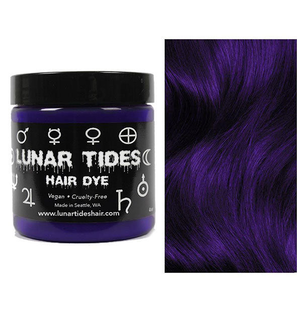 Lunar Tides Hair Dye pot shown in dark indigo shade Night Shade