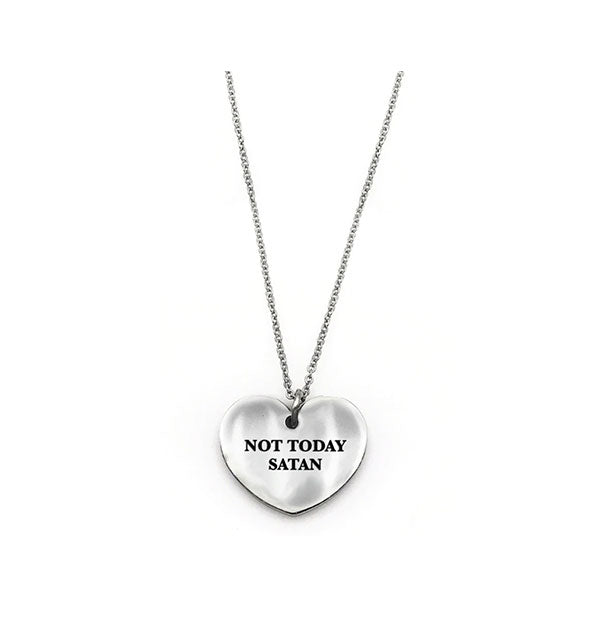 Metal  Not Today Satan Heart Necklace in silver