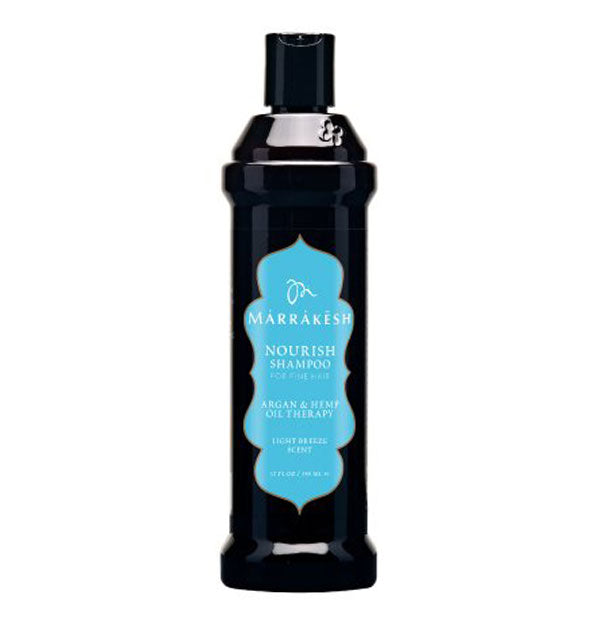 12 ounce bottle of Marrakesh Nourish Shampoo with blue label