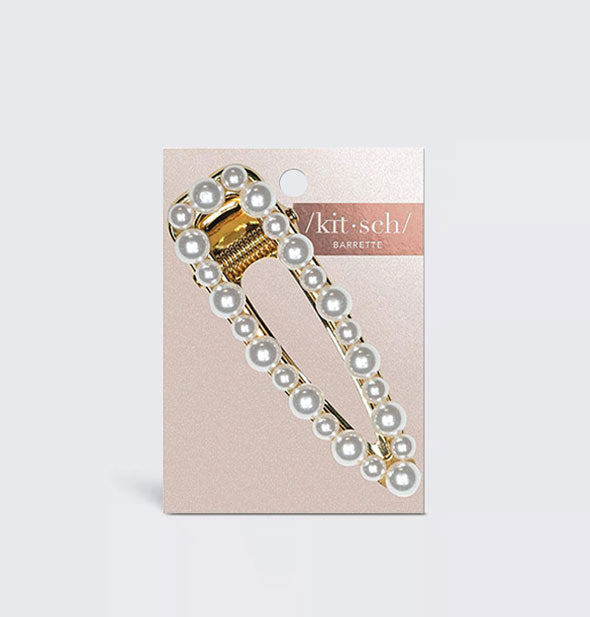 Large pearl-encrusted snap clip on light pink Kitsch product card