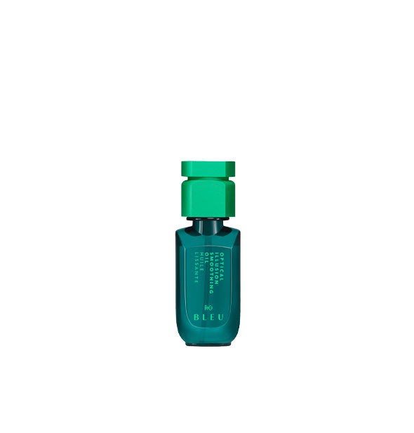 Small two-tone green vial of R+Co Bleu Optical Illusion Smoothing Oil