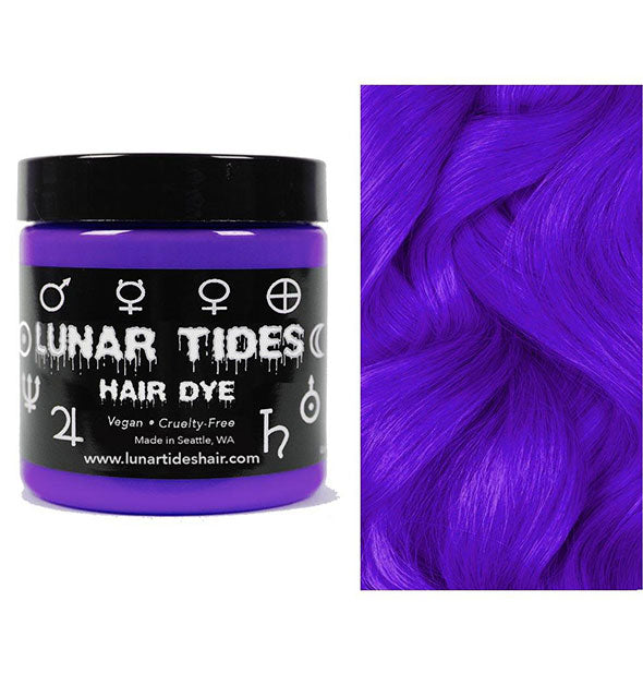 Lunar Tides Hair Dye pot shown in vibrant shade Orchid Purple