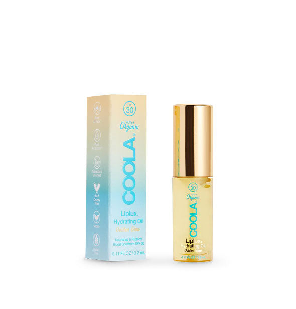 Tube and box of Coola Liplux Hydrating Oil