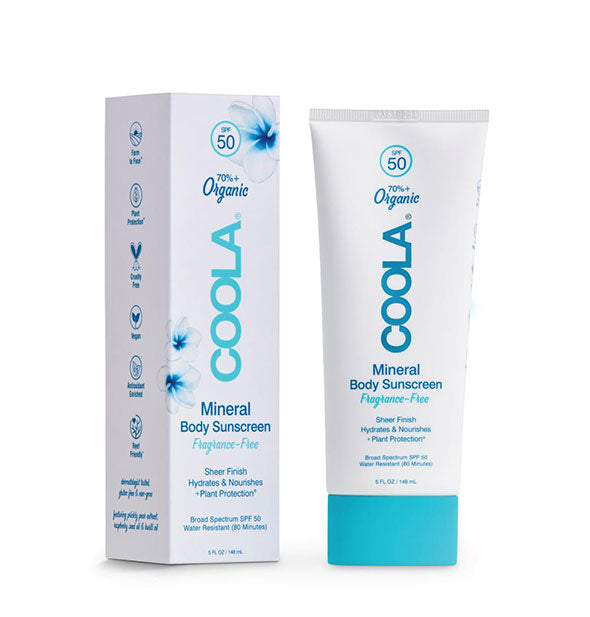 COOLA fragrance-free Mineral Body Sunscreen 5 ounce tube with box
