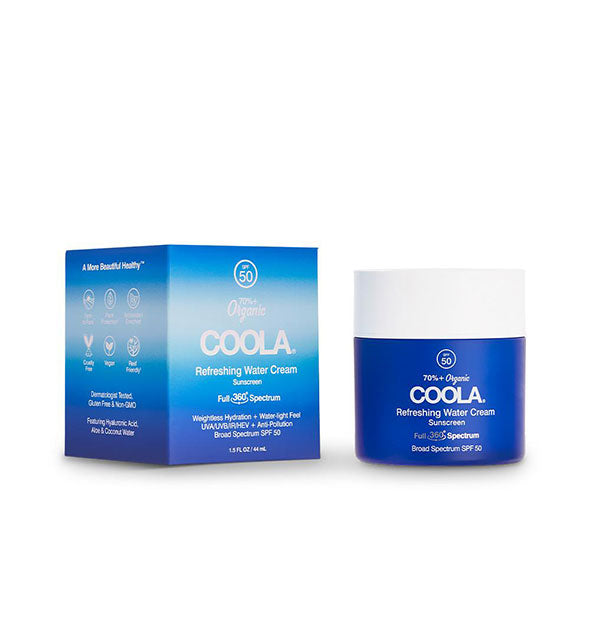 Tub and box of Coola Refreshing Water Cream Sunscreen