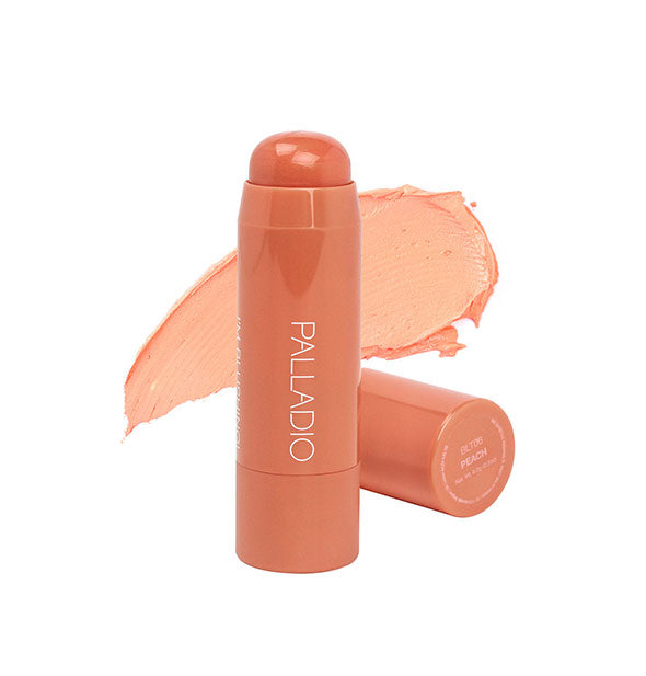 Palladio Cheek & Lip Tint in the shade Peach with color swatch behind