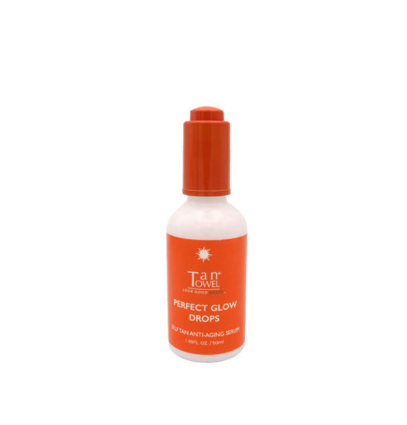 1.69 ounce bottle of TanTowel Perfect Glow Drops Self-Tanning Anti-Aging Serum