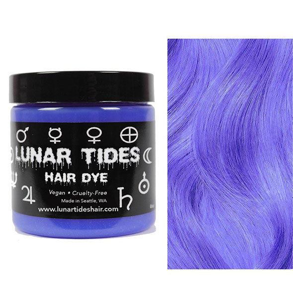 Lunar Tides Hair Dye pot shown in vibrant blue-purple shade Periwinkle
