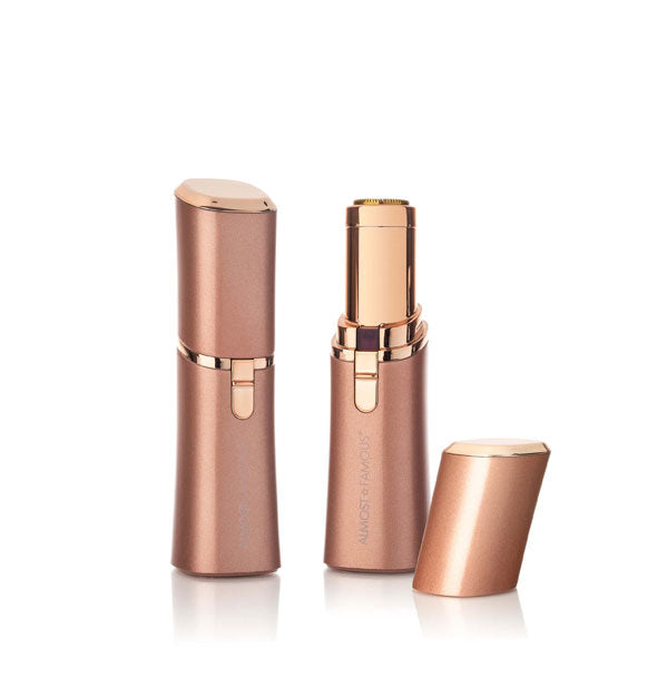 Rose gold pocket-sized facial shaver by Almost Famous