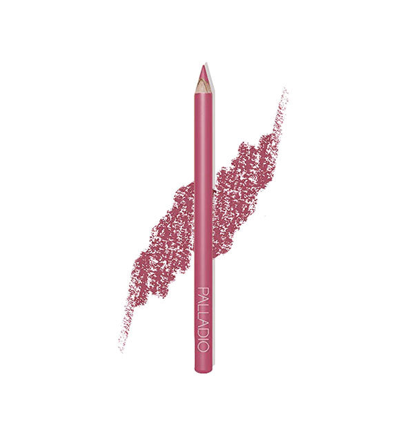 Palladio liner pencil in a cool pink shade with drawn product sample behind