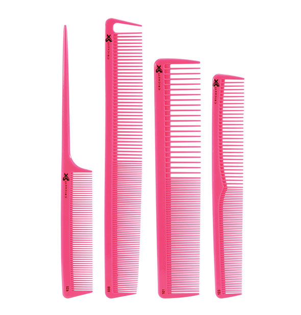 hair Styling Combs 4 Pack Pink 