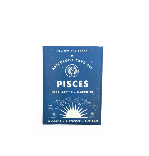 Blue and white pack of Follow the Stars Astrology Cards representing the zodiac sign Pisces