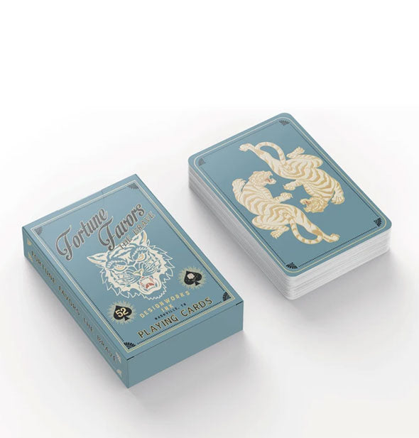 Deck of decorative playing cards and box with tiger motif