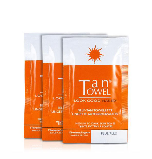 TanTowel Self Tan Towelettes for Medium to dark skin tones. Plus Half Body Towelette