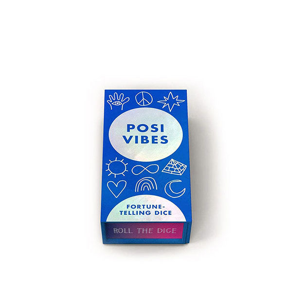 Box of Posi Vibes Fortune-Telling Dice with holographic accents