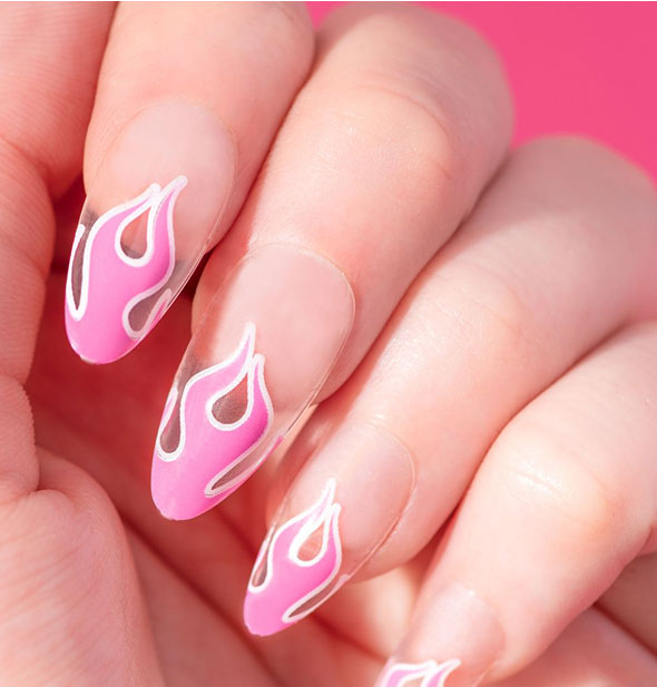 Pink Jelly Flame Press On Nails 24 nails glue and a file