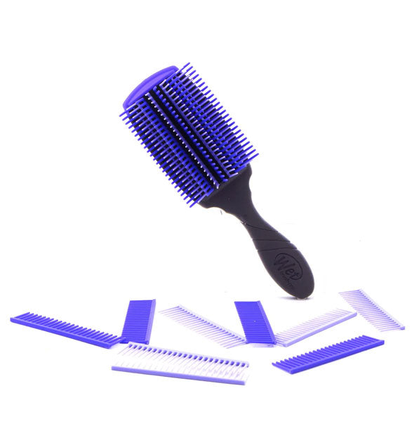 Black and purple Wet Brush Pro shown with interchangeable bristle combs