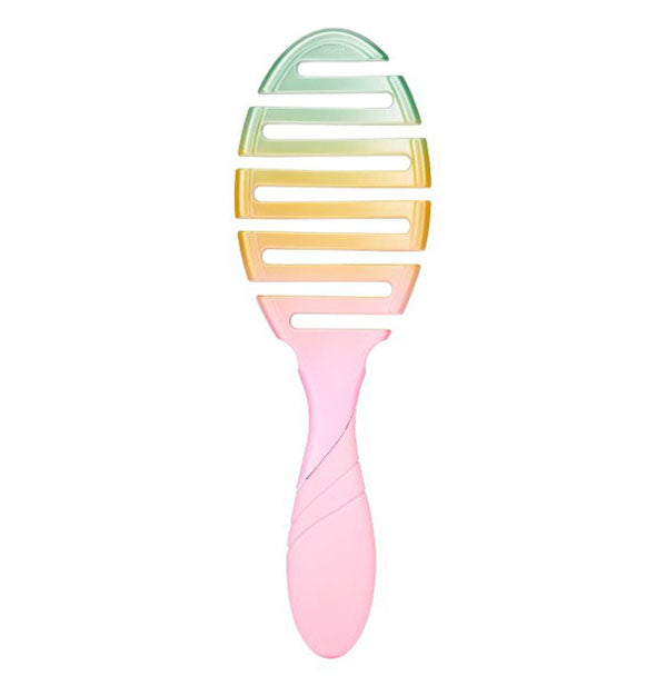 Vented hairbrush with ombre pink, yellow, and green coloring