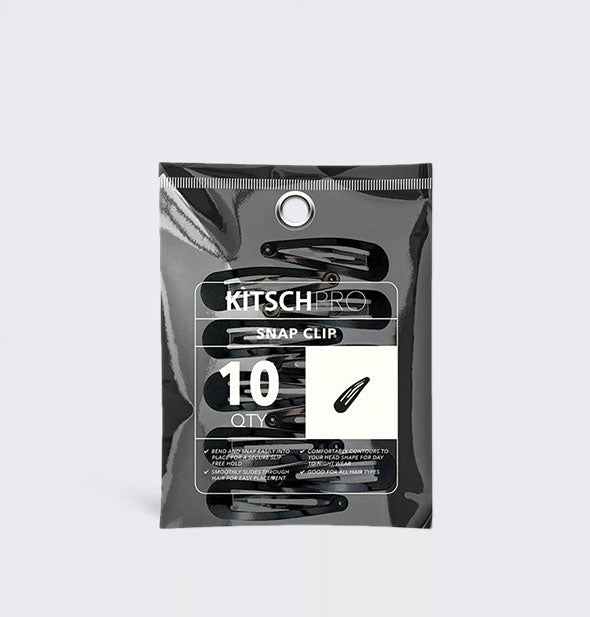 Pack of 10 black Snap Clips by Kitsch Pro
