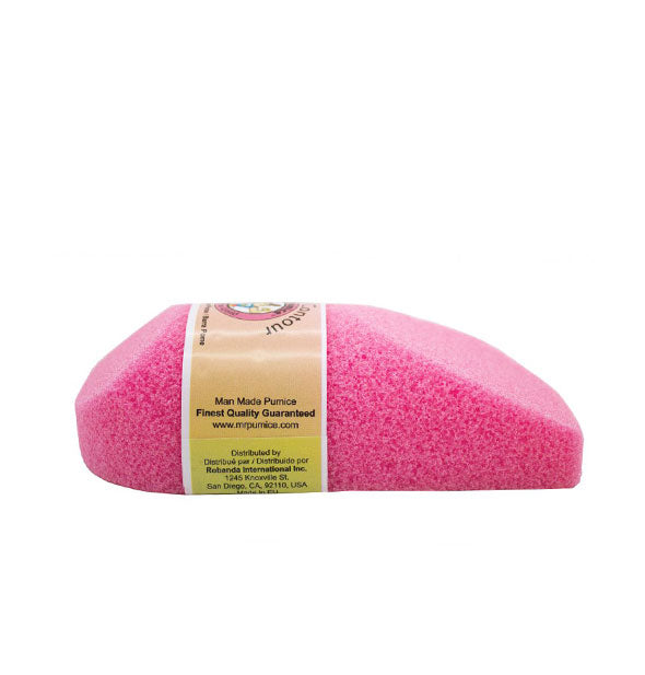 Side view of pink contoured pumice bar