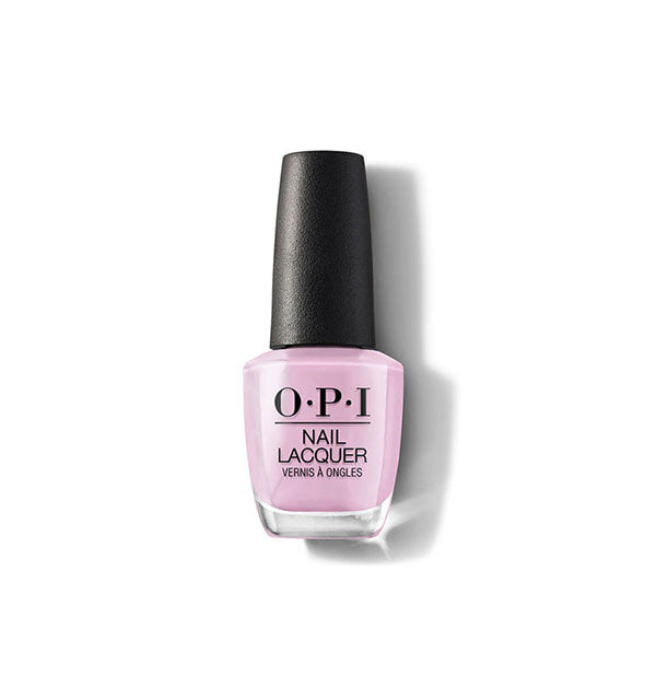 Bottle of OPI Nail Lacquer in a pastel pink-purple shade