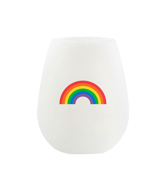Translucent silicone cup with rainbow graphic