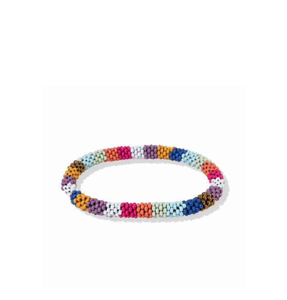 Bracelet covered with multicolored striped beadwork