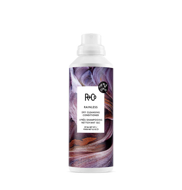 5.2 ounce can of R+Co Rainless Dry Cleansing Conditioner