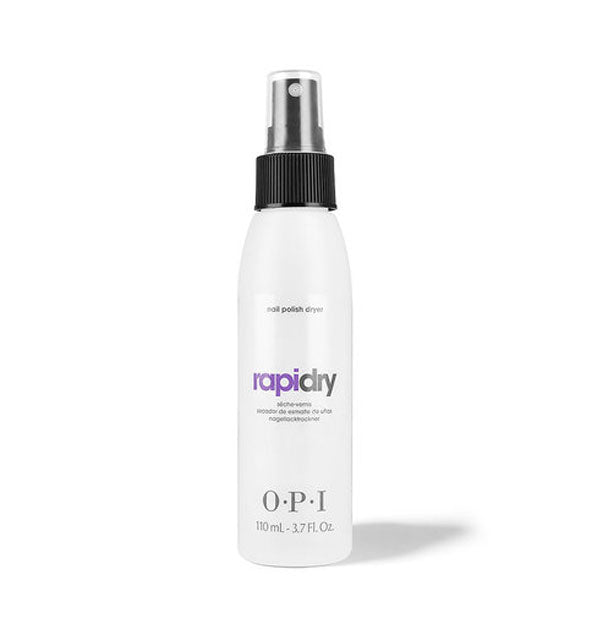 3.7 ounce bottle of OPI RapiDry with black spray nozzle