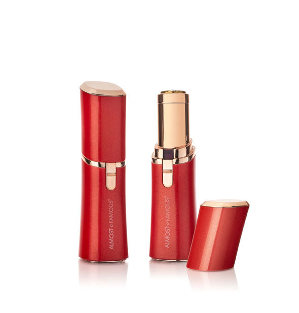Red and gold pocket-sized facial shaver by Almost Famous
