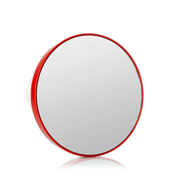 Red round mirror