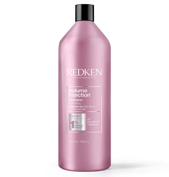33.8 ounce pink bottle of Redken Volume Injection Shampoo
