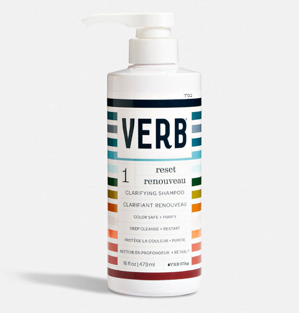 16 ounce bottle of Verb Reset Clarifying Shampoo with pump nozzle
