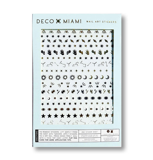 Pack of Deco Miami Nail Art Stickers with celestial-themed designs