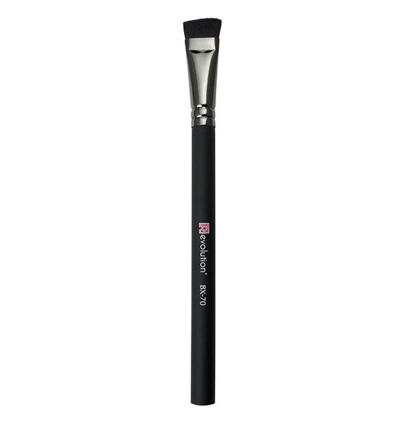 Black Revolution makeup brush with slanted flat bristle shape
