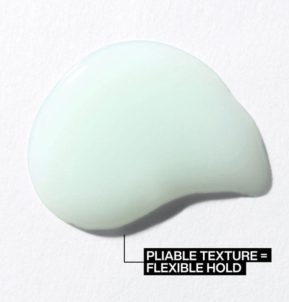 Sample dollop of Redken Pliable Paste is labeled, "Pliable texture = flexible hold"