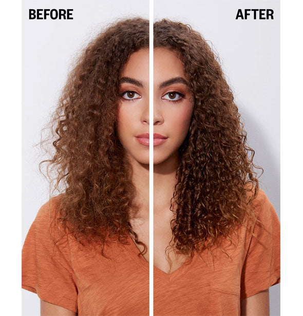 Before and after styling with IGK Rich Kid Coconut Oil Air-Dry Styler