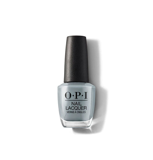 Bottle of OPI Nail Lacquer in a gray-blue sheer shade