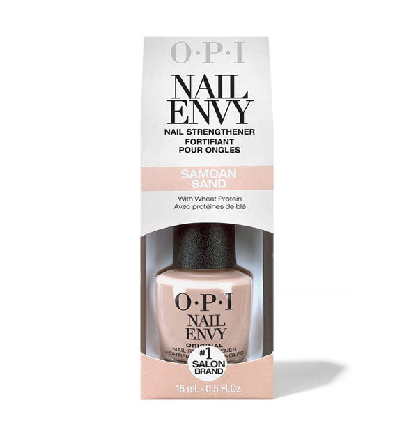 Packaging for OPI Nail Envy Nail Strengthener With Wheat Protein in Samoan Sand shade