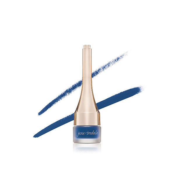 Jane Iredale eyeliner with sample lines behind in the shade Sapphire