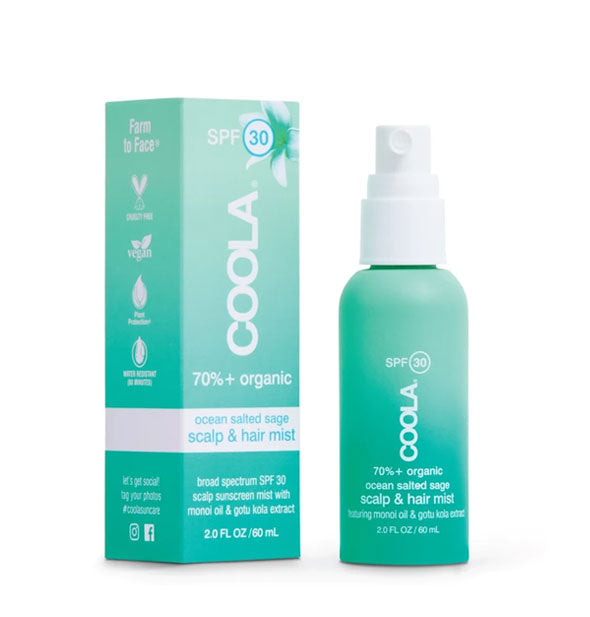 Bottle and box of COOLA Scalp & Hair Mist