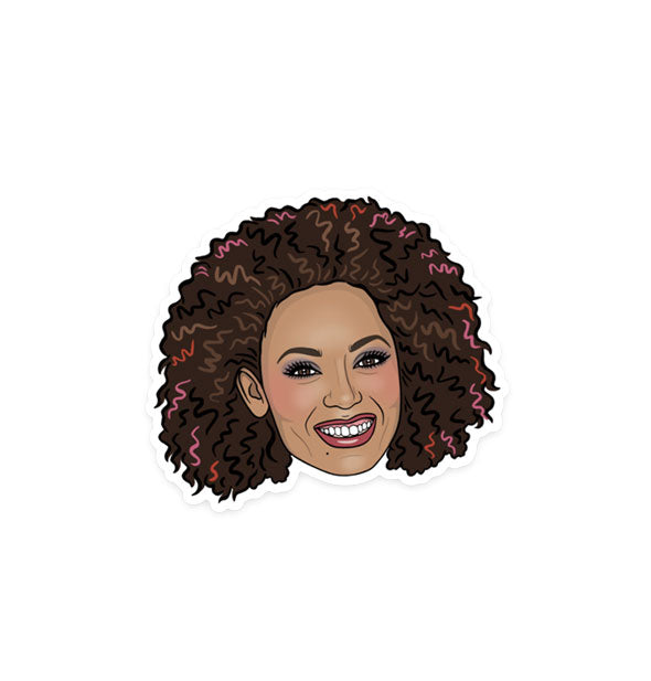 Illustrated sticker with image of Spice Girls' Scary Spice