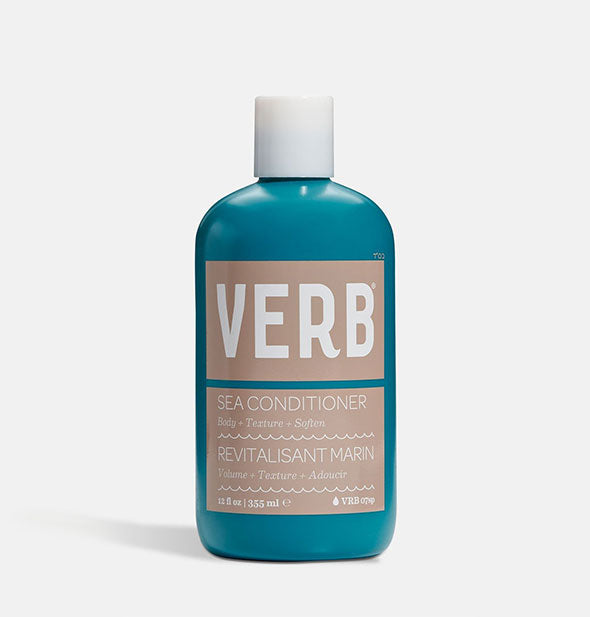 Blue and beige 12 ounce bottle of Verb Sea Conditioner